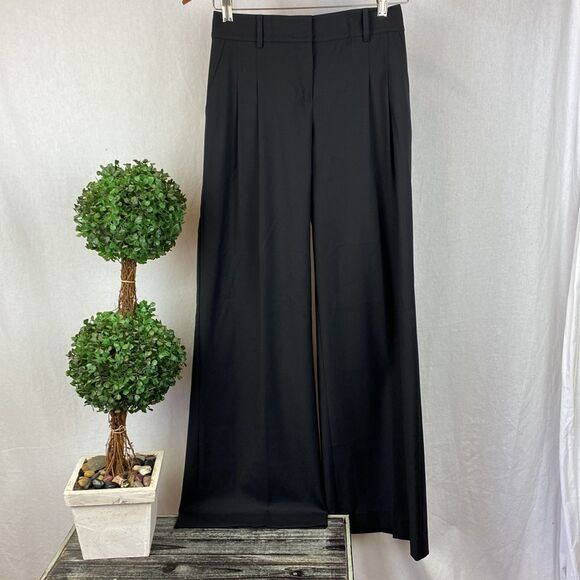 St. John Marie Gray Wide Leg High Waist Black Trouser Pants 2 - Picture 1 of 4
